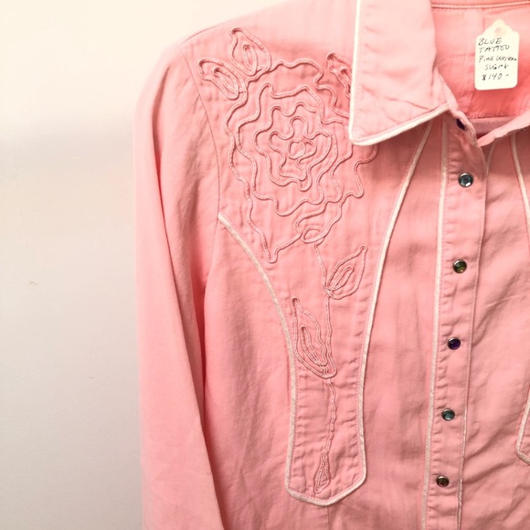 Blue Tattoo | Pink Skull Long Sleeve Button Down - Picture 2 of 8